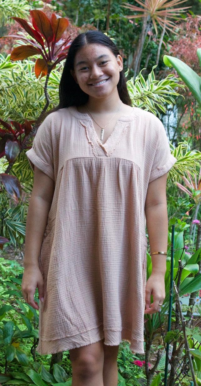 Gauze V Neck Dress