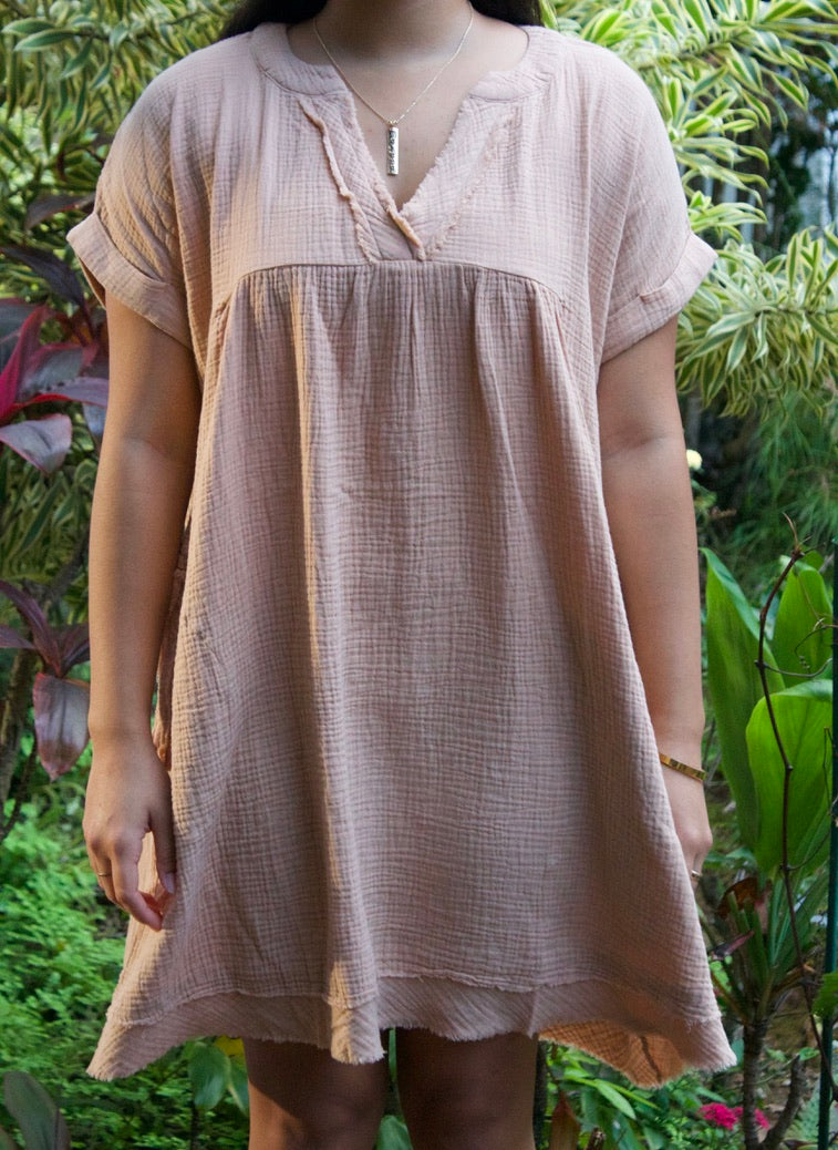 Gauze V Neck Dress