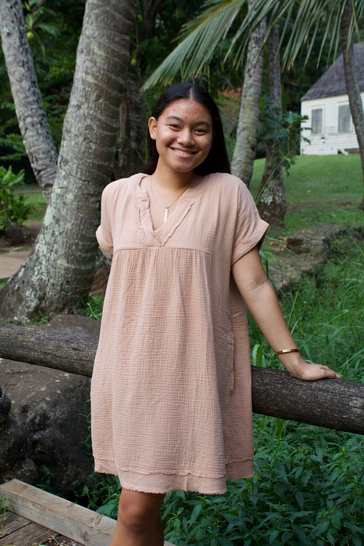 Gauze V Neck Dress