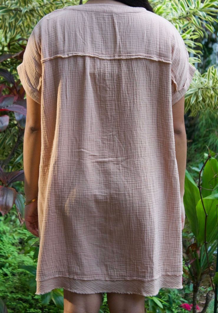 Gauze V Neck Dress