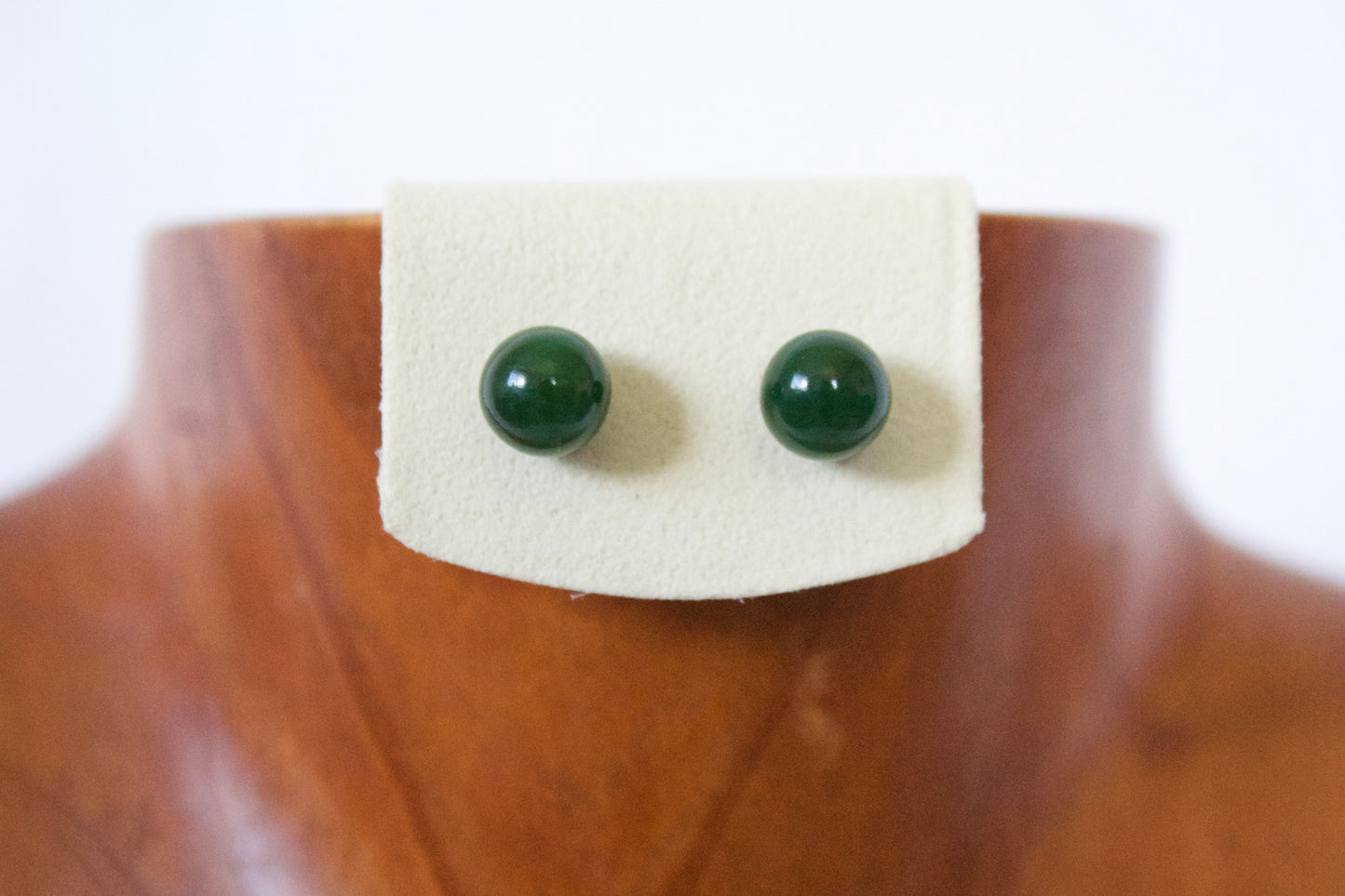 14K Dark Jade Stud Earring