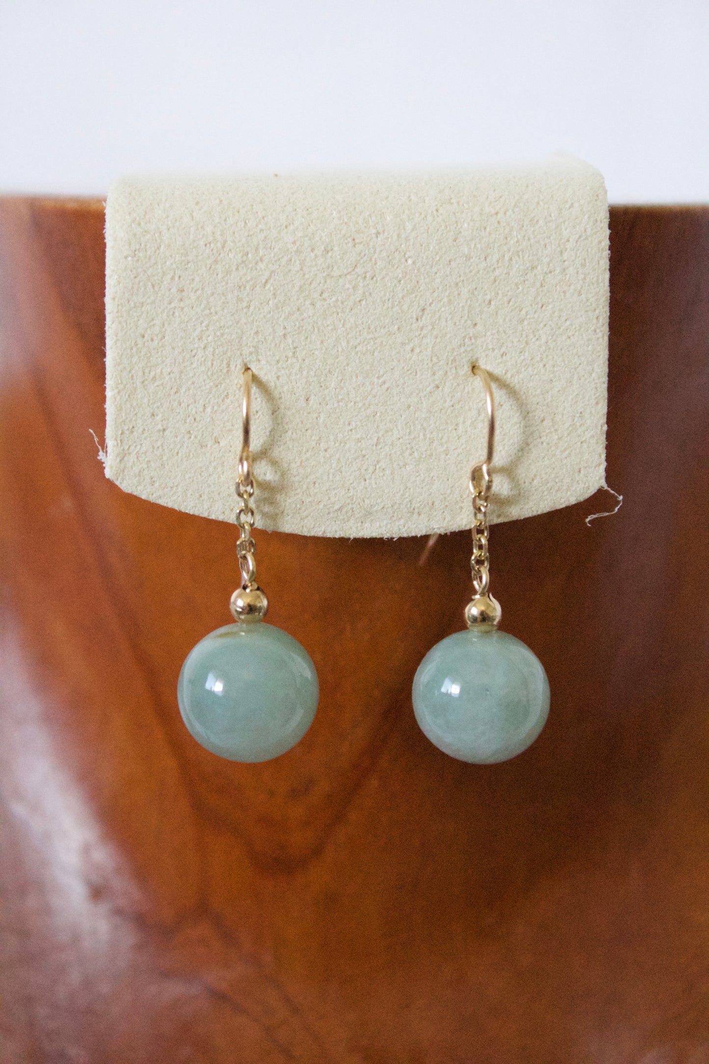 14K Jade Long Dangle Earring