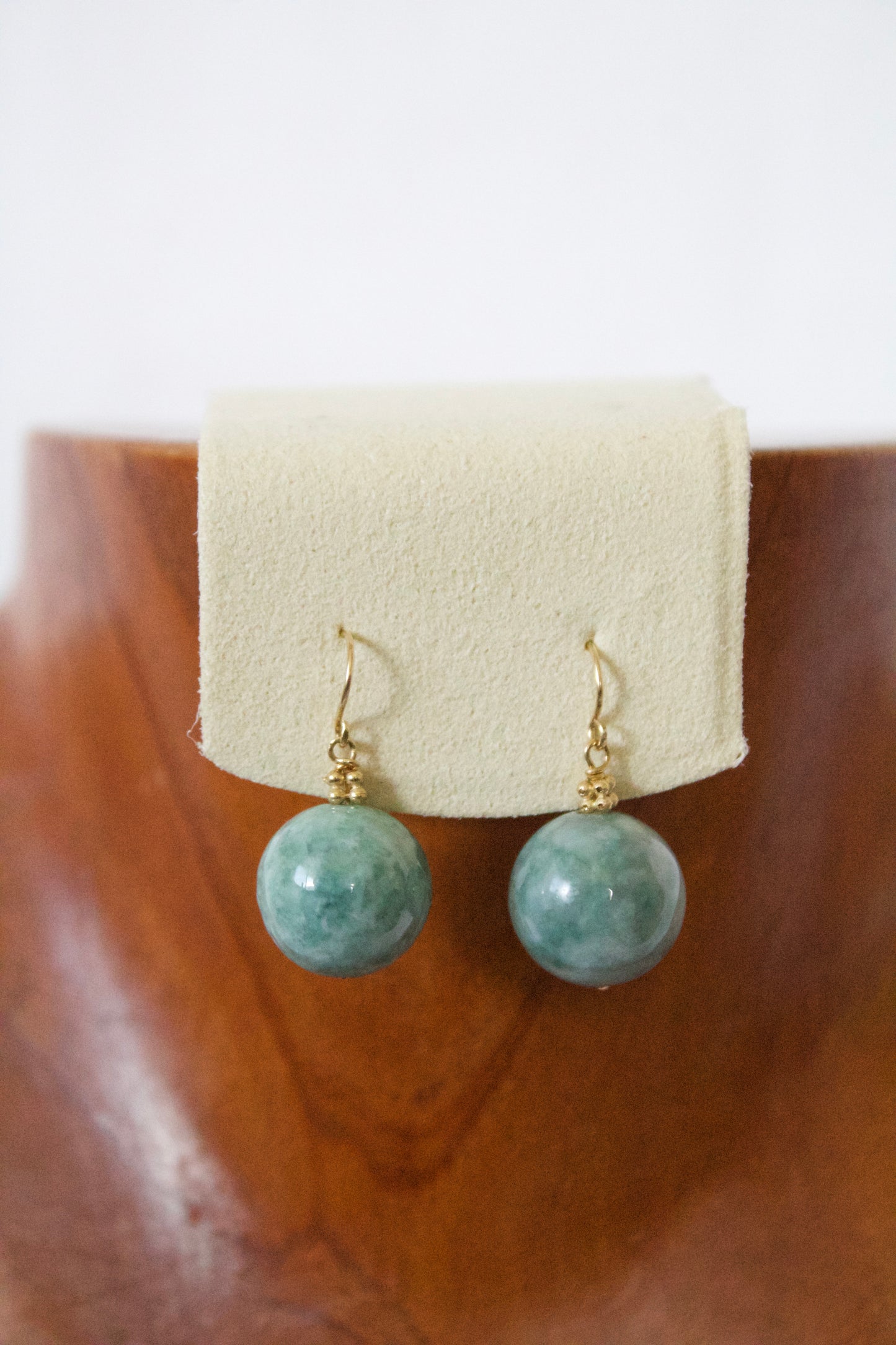 14K Short Jade Dangle Earring
