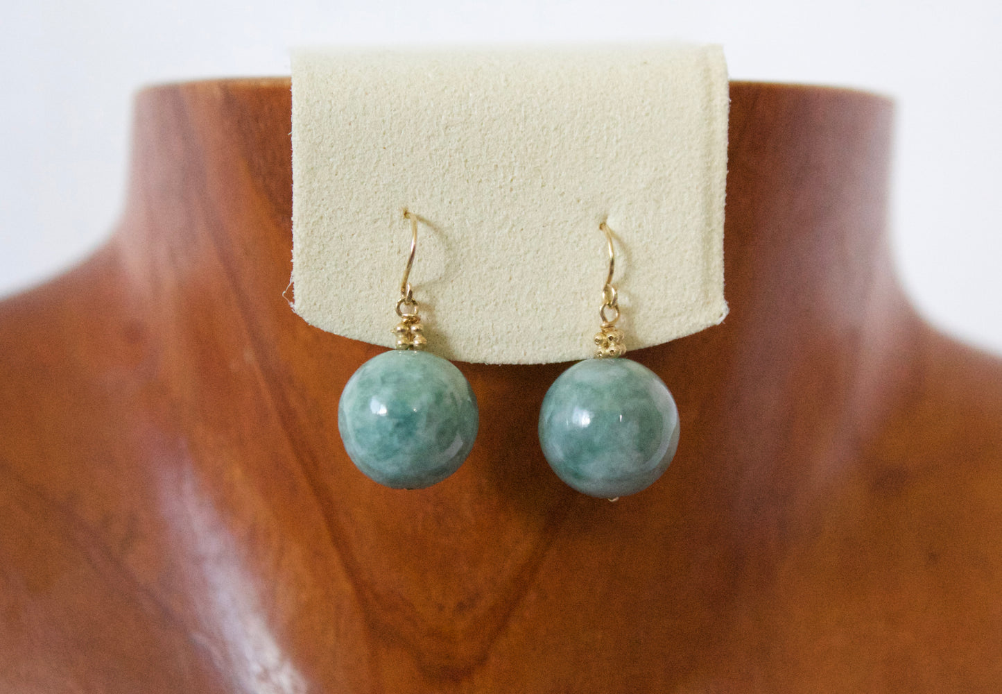 14K Short Jade Dangle Earring