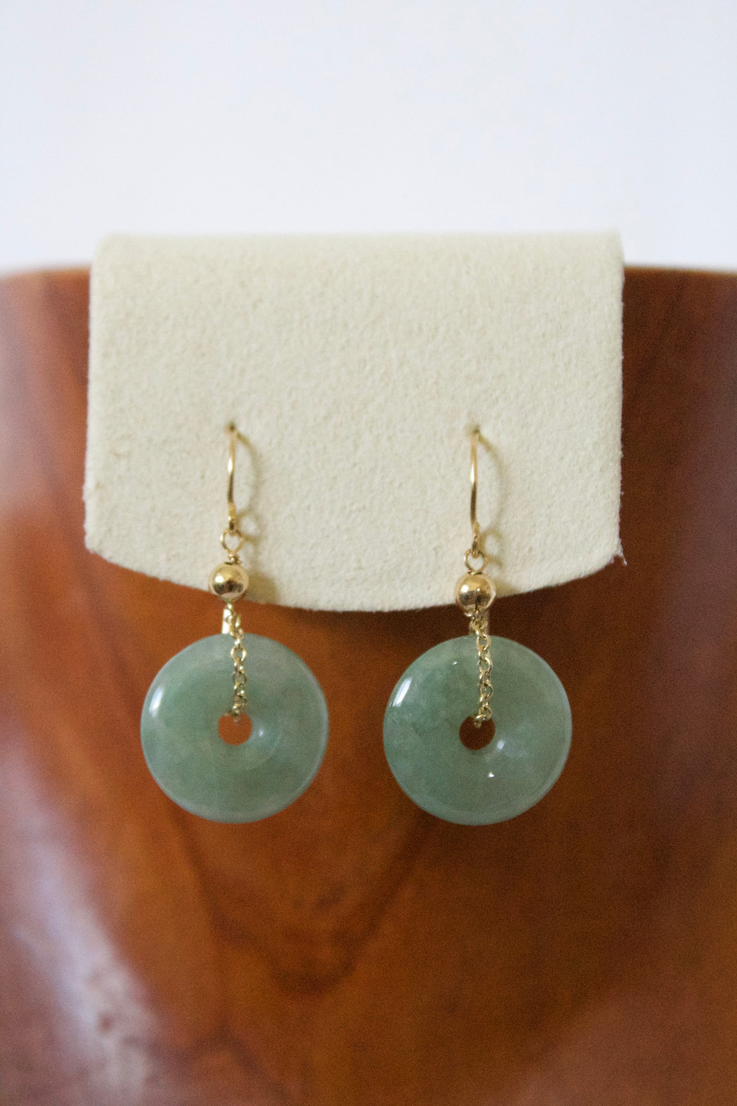 14K Donut Jade Earring