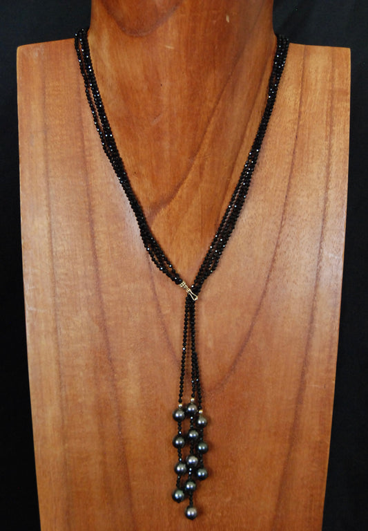 Spinal Gem & Tahitian Pearl Drop Necklace