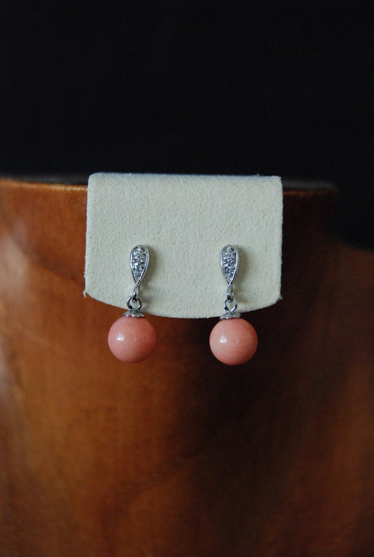 Pink Coral Stud Dangle Earring
