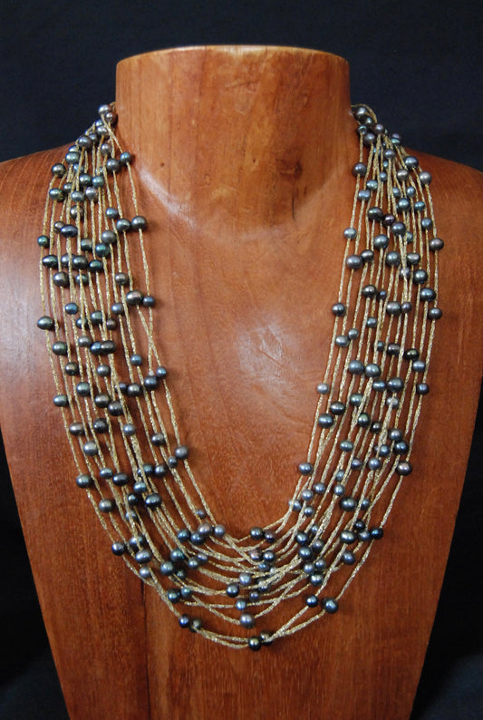 Layered Dyed Fresh Water Pearl Necklace