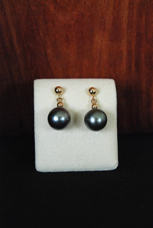 14K Tahitian Pearl Stud Dangle Earring