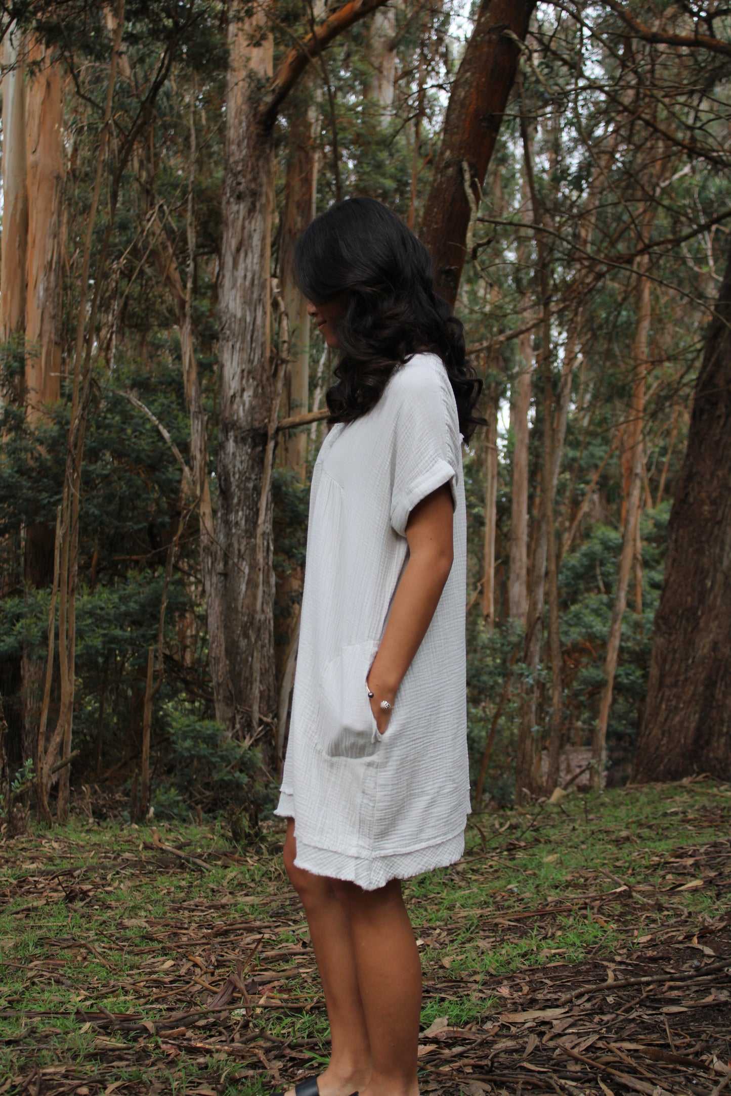 Plus Size Gauze V Neck Dress