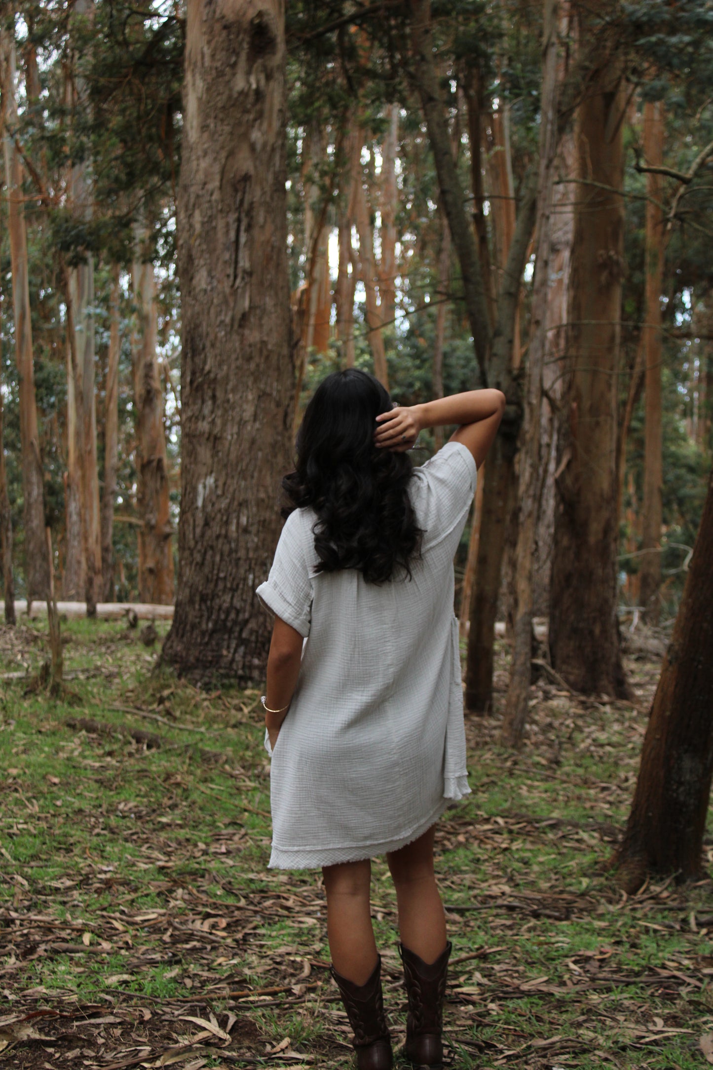 Plus Size Gauze V Neck Dress