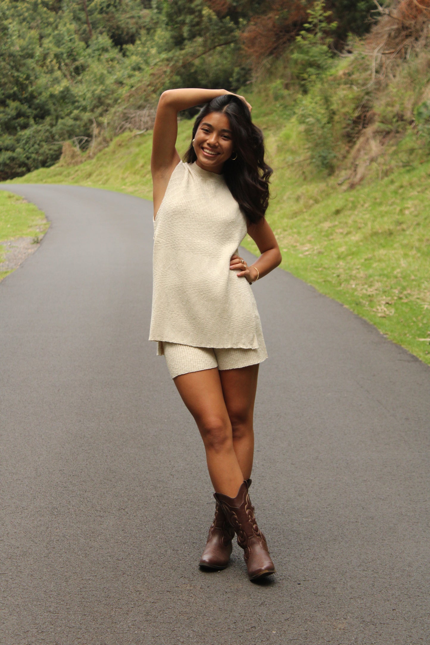 Sleeveless Shirt & Short Knit Set