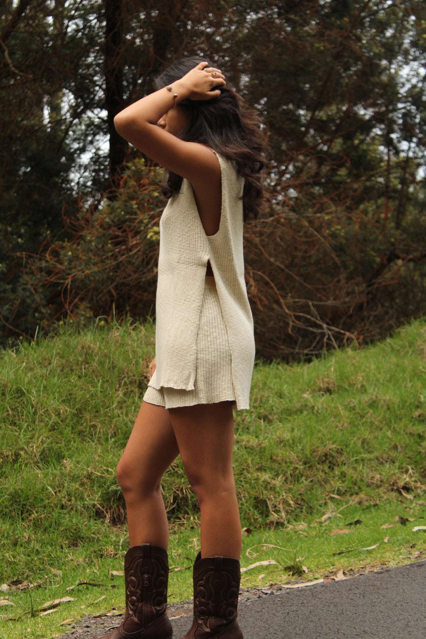 Sleeveless Shirt & Short Knit Set