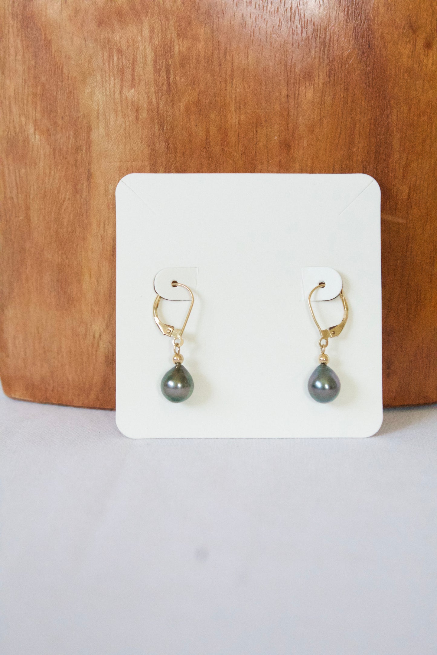 14K Tear Drop Tahitian Pearl Earring