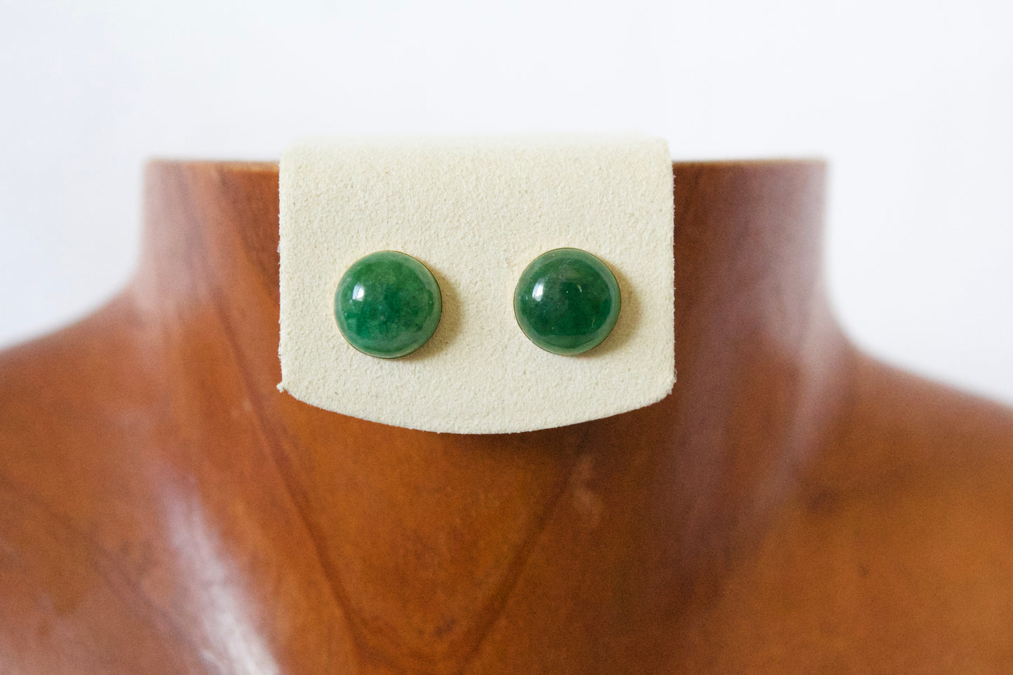 14K Circle Dark Jade Earring