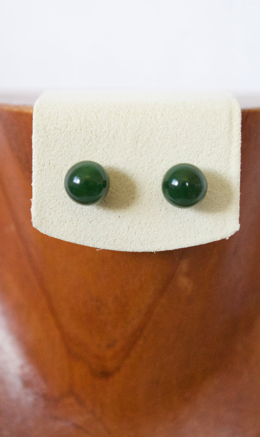 14K Dark Jade Stud Earring