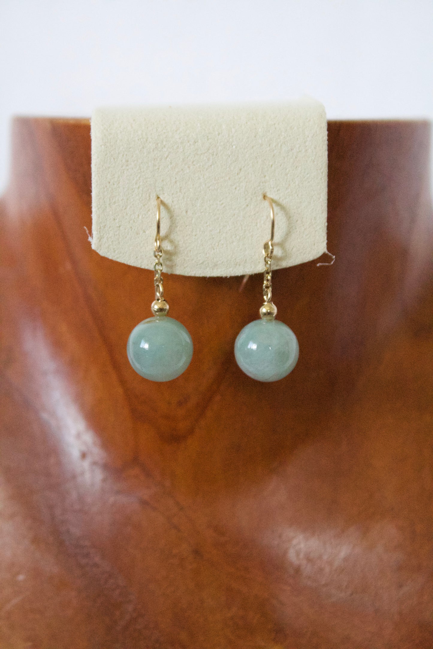 14K Jade Long Dangle Earring
