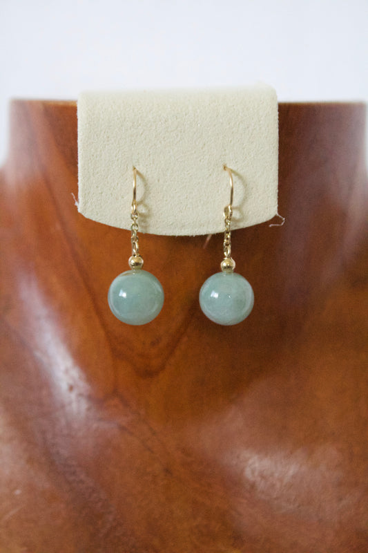 14K Jade Long Dangle Earring