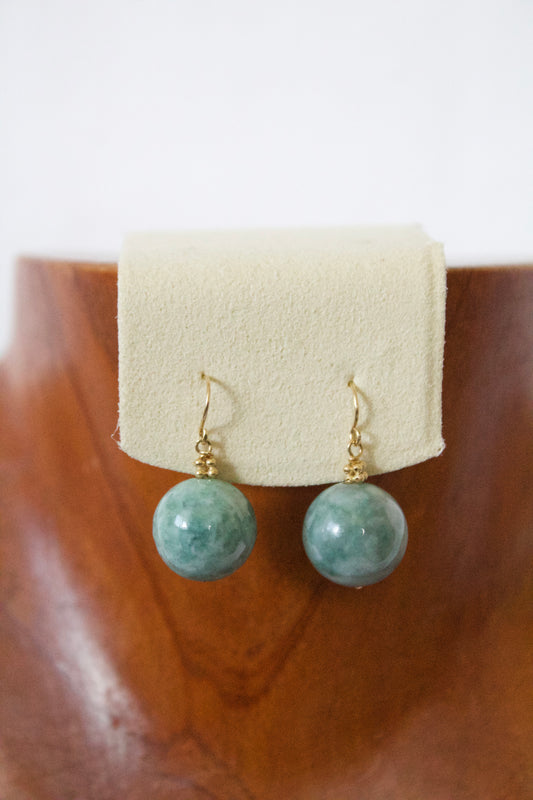 14K Short Jade Dangle Earring