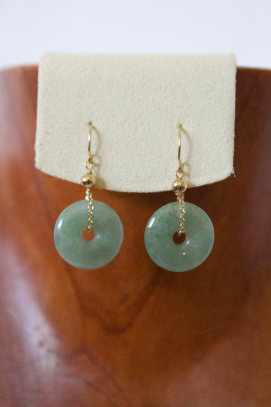 14K Donut Jade Earring