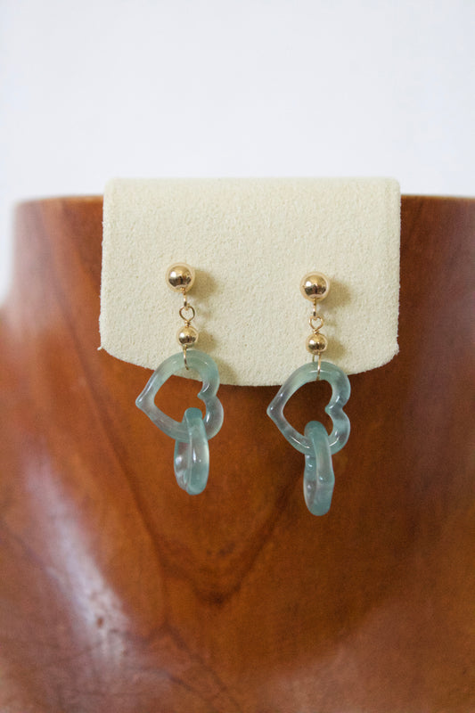 14K Heart Jade Earring