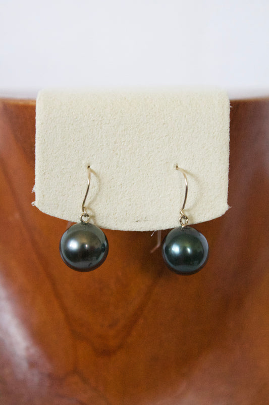 14K White Gold Tahitian Pearl Earring